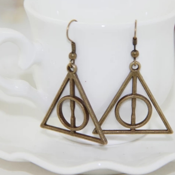 🔹️Harry Potter Hallows Earrings, Bronze - Picture 3 of 6